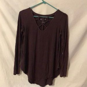 maroon flowy top